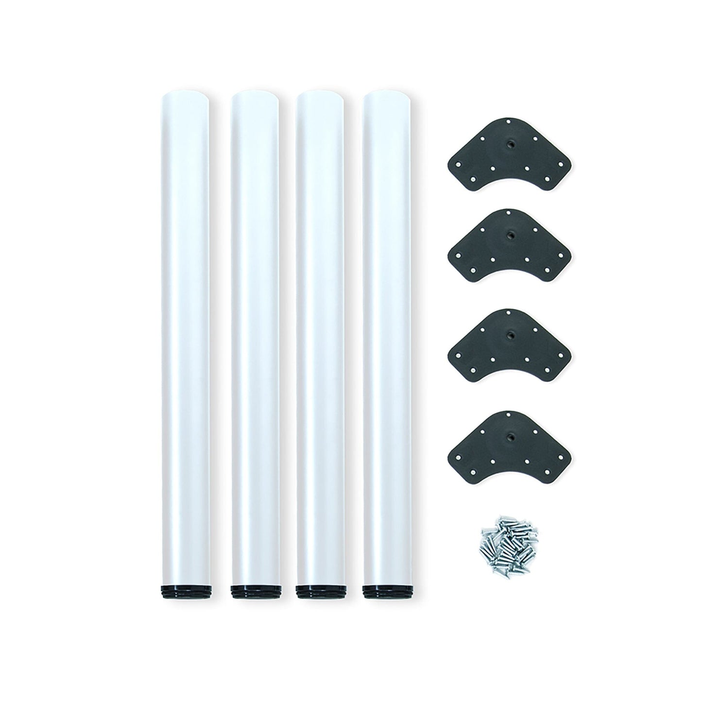 Emuca Tischbeine Set 4 Stück aus Stahl, Möbelbeine Weiß, Schwarz, Silber