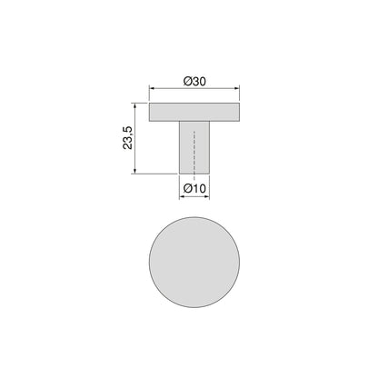 Emuca Set 10 Möbelknöpfe, Schrankknöpfe Uppsala, Durchmesser 30mm, Aluminium - werkzeug-online24