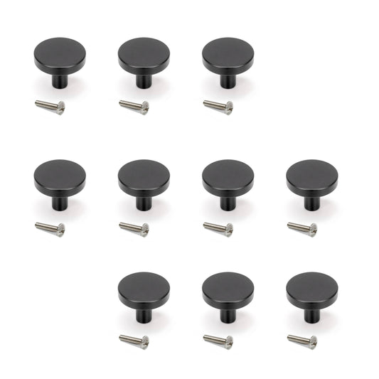 Emuca Set 10 Möbelknöpfe, Schrankknöpfe Uppsala, Durchmesser 30mm, Aluminium - werkzeug-online24