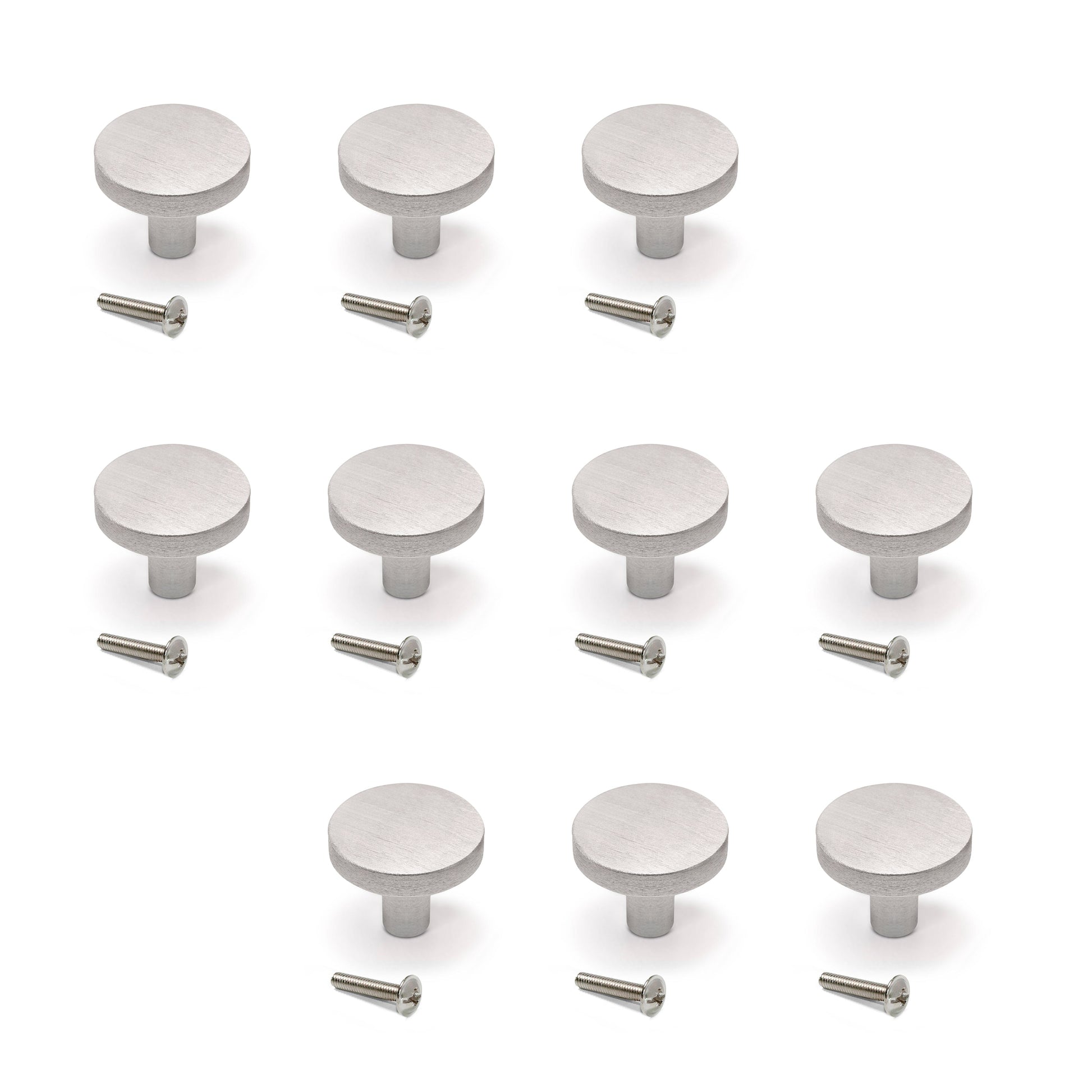 Emuca Set 10 Möbelknöpfe, Schrankknöpfe Uppsala, Durchmesser 30mm, Aluminium - werkzeug-online24