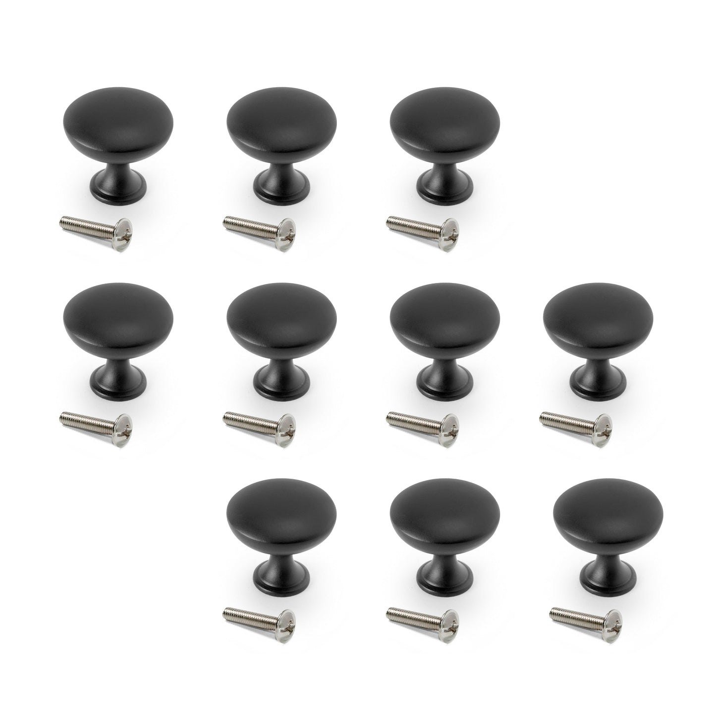 Emuca Set 10 Möbelknöpfe, Schrankknöpfe Cancún, Durchmesser 28.5mm, Zamak, Schwarz lackiert - werkzeug-online24