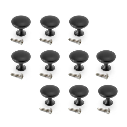 Emuca Set 10 Möbelknöpfe, Schrankknöpfe Cancún, Durchmesser 28.5mm, Zamak, Schwarz lackiert - werkzeug-online24