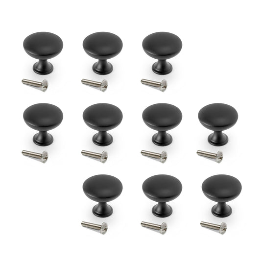 Emuca Set 10 Möbelknöpfe, Schrankknöpfe Cancún, Durchmesser 28.5mm, Zamak, Schwarz lackiert - werkzeug-online24