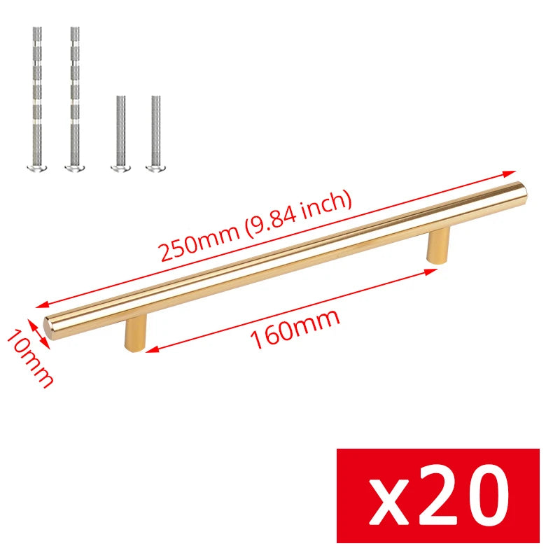 Set 20 Stück Schrankgriffe Edelstahl , Möbelgriffe schwarz, gold, silber - werkzeug-online24