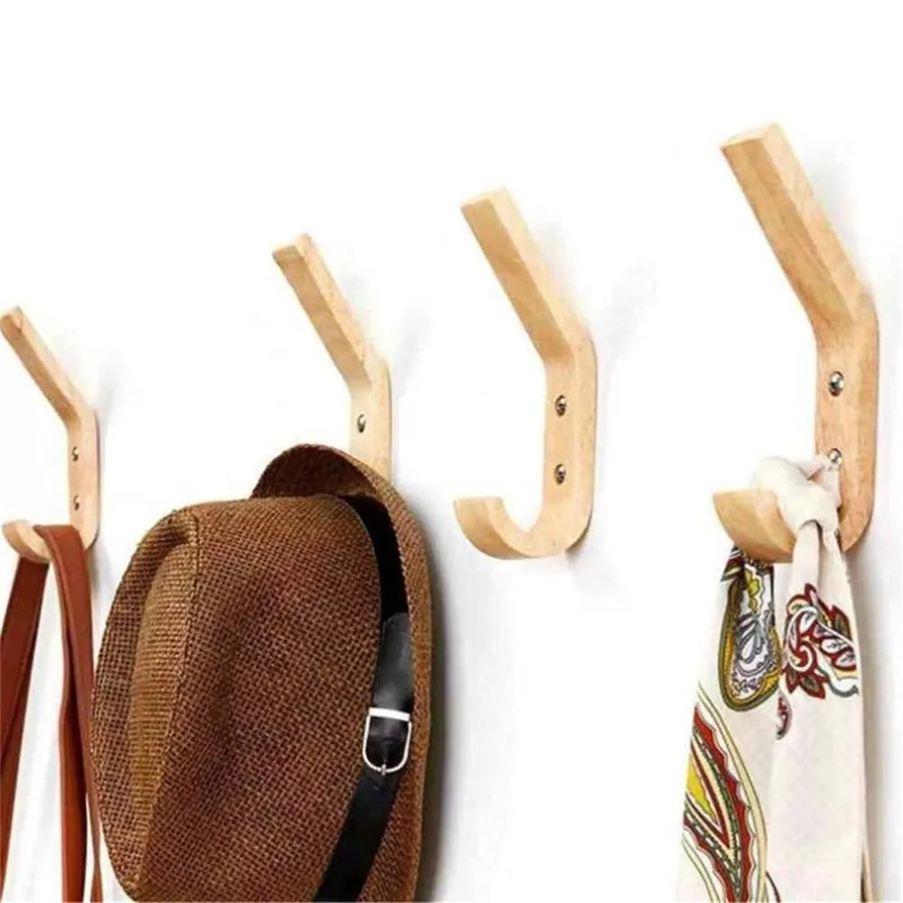 Set 4 Stück Wandhaken Massivholz Eiche, Garderobenhaken aus Holz - werkzeug-online24