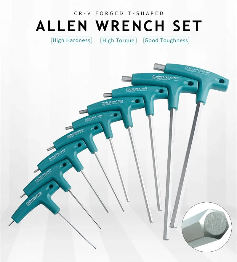 Innensechskantschlüssel, T-Griff, Stiftschlüssel, Set 9 Stück 1,5 mm - 10 mm - werkzeug-online24