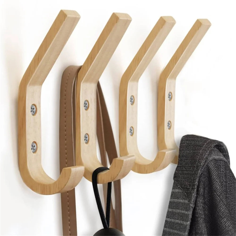 Set 4 Stück Wandhaken Massivholz Eiche, Garderobenhaken aus Holz - werkzeug-online24