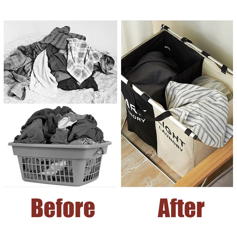 Großer Wäschekorb, Wäschebox mit 3 Fächern - werkzeug-online24