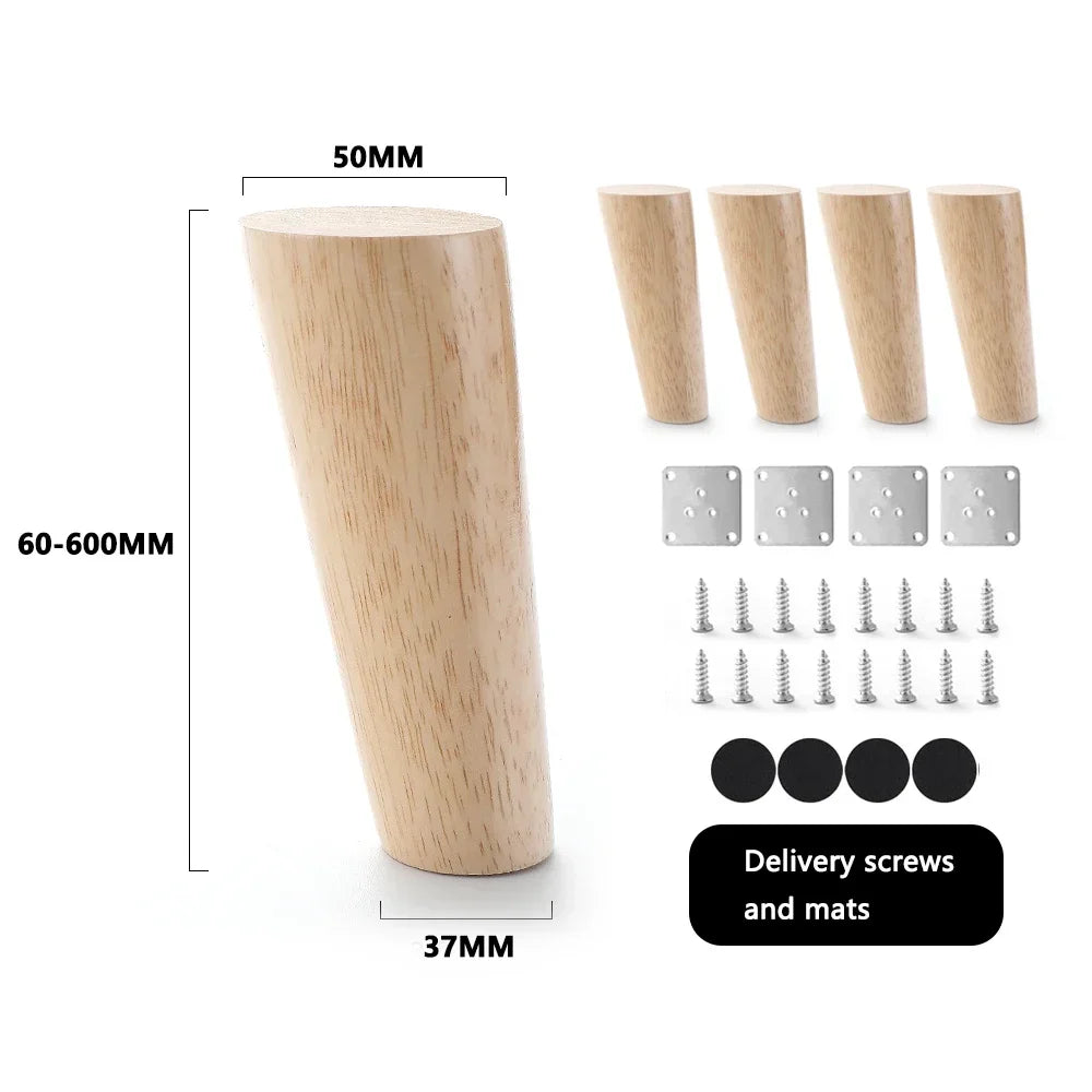 Tischbeine aus Holz, Möbelfüße Holz Set 4 Stück, Möbelbeine bis 60cm - werkzeug-online24