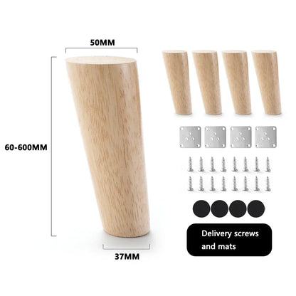 Tischbeine aus Holz, Möbelfüße Holz Set 4 Stück, Möbelbeine bis 60cm - werkzeug-online24