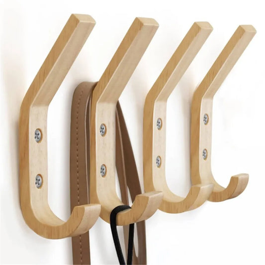 Set 4 Stück Wandhaken Massivholz Eiche, Garderobenhaken aus Holz - werkzeug-online24