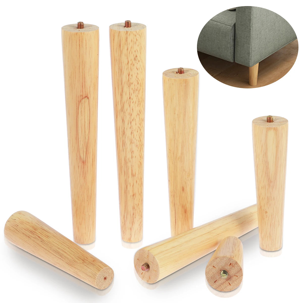 Schrankfüße Holz Set 4 Stück, Holz Möbelfüße, Möbelbeine Massivholz - werkzeug-online24