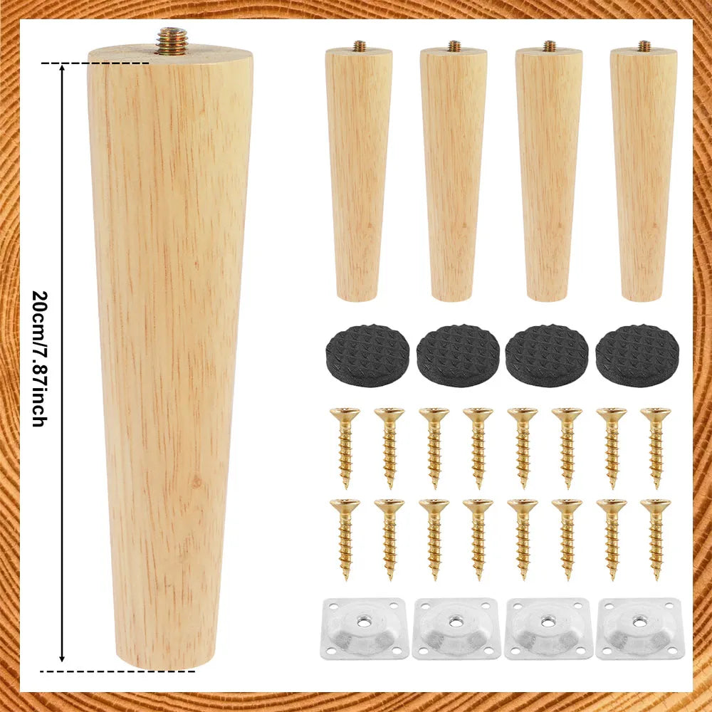 Schrankfüße Holz Set 4 Stück, Holz Möbelfüße, Möbelbeine Massivholz - werkzeug-online24