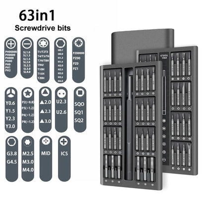Schraubendreher Set 63-teilig, magnetisch, Feinmechanik Schraubenzieher Satz - werkzeug-online24