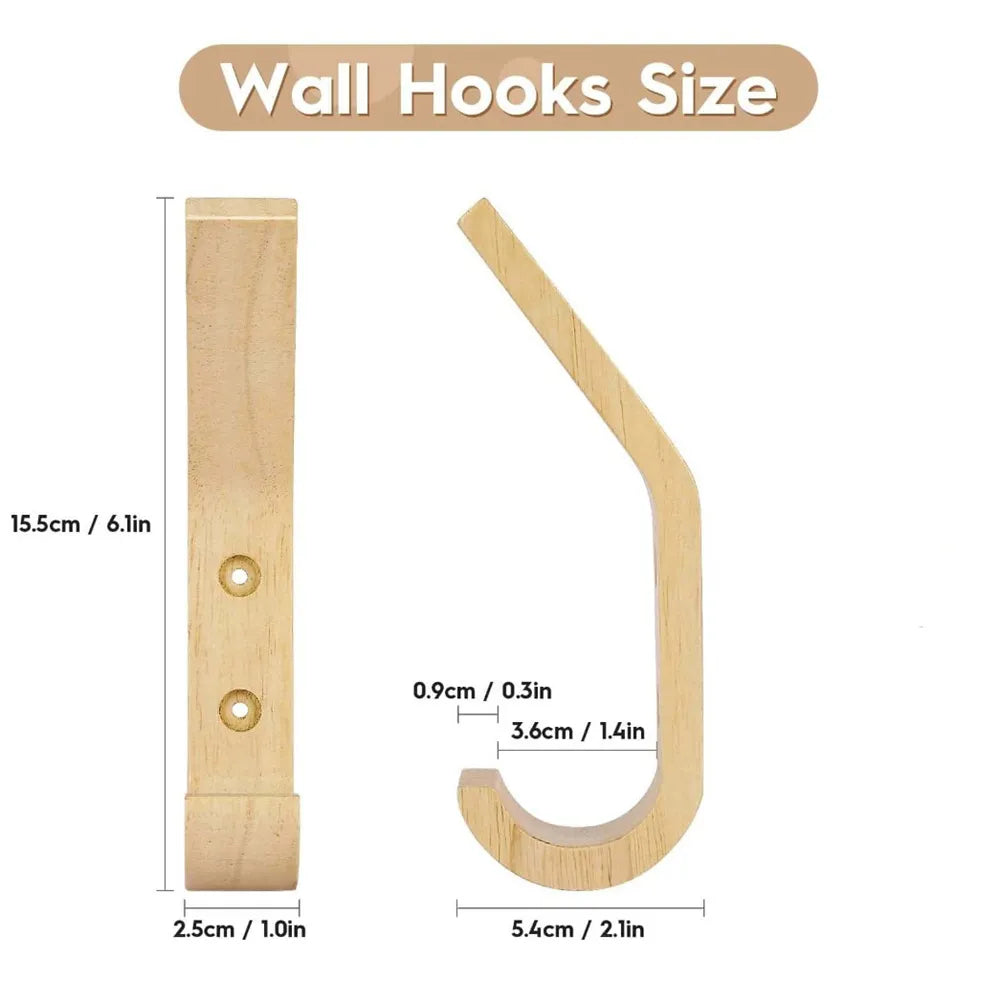 Set 4 Stück Wandhaken Massivholz Eiche, Garderobenhaken aus Holz - werkzeug-online24
