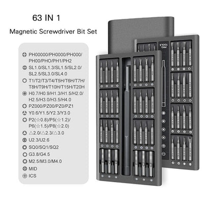 Schraubendreher Set 63-teilig, magnetisch, Feinmechanik Schraubenzieher Satz - werkzeug-online24