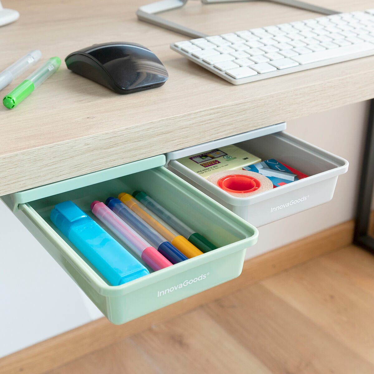 Satz selbstklebender Hilfsschubladen für den Schreibtisch Underalk InnovaGoods Packung mit 2 Einheiten - werkzeug-online24