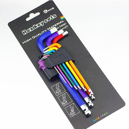 Winkelschlüssel-Satz, Innen-Sechskant 9-teilig, Kugelkopf 1.5mm - 10mm, verschiedene Farben, Lang- und Kurzversion - werkzeug-online24