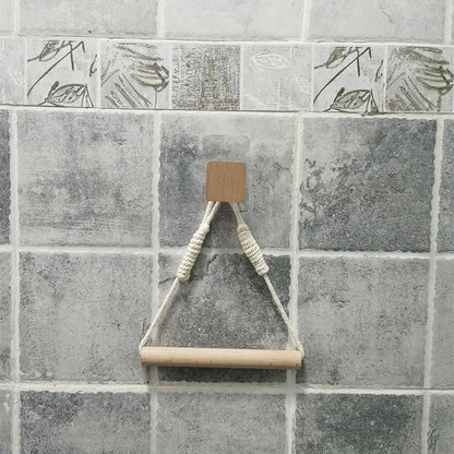 Klopapierhalter Holz mit Seil, selbstklebend - werkzeug-online24