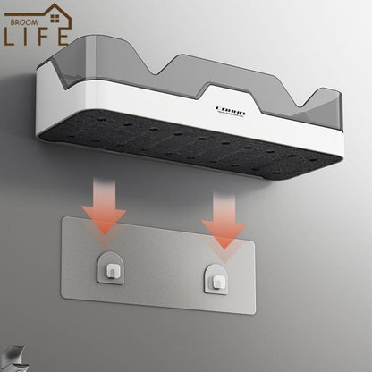 Duschablage, Duschkorb, selbstklebend, Design weiß/ Schwarz - werkzeug-online24